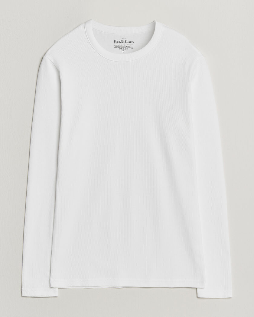 Bread & Boxers Ribbed Long Sleeve T-Shirt White – Valkoinen