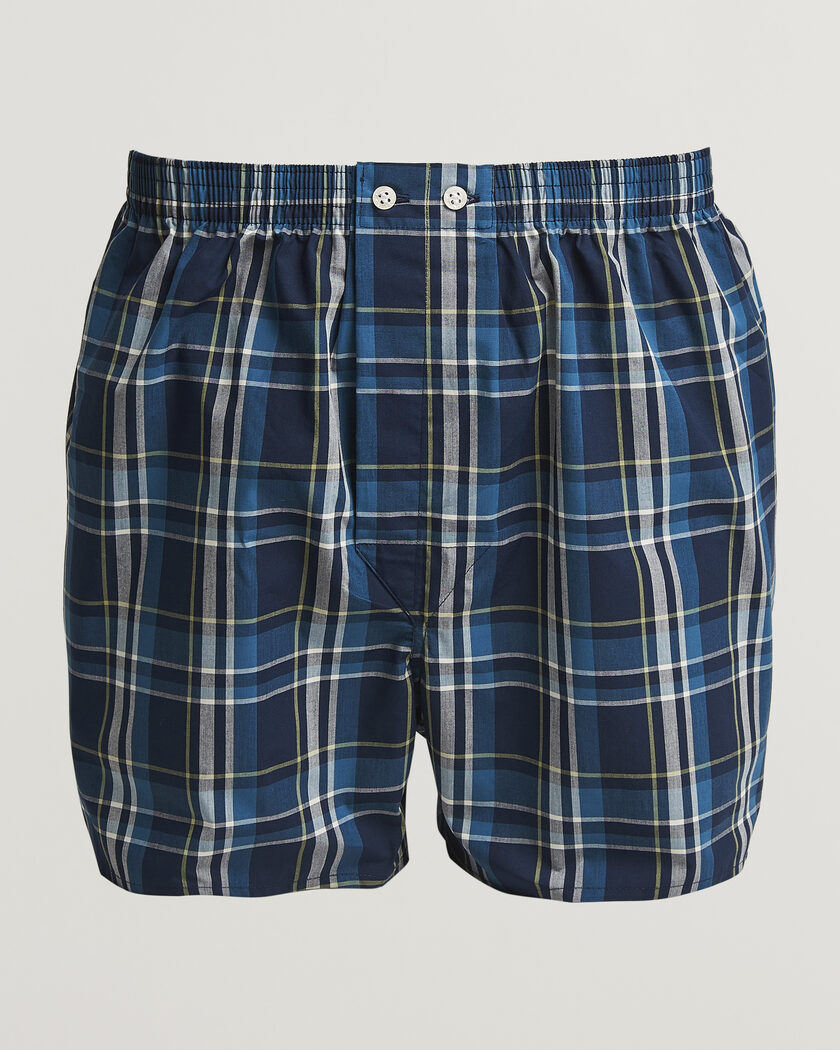 Derek Rose Classic Fit Woven Cotton Boxer Shorts Navy – Sininen