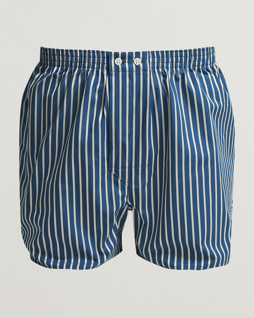 Derek Rose Classic Fit Striped Woven Cotton Boxer Shorts Blue/White – Monivärinen
