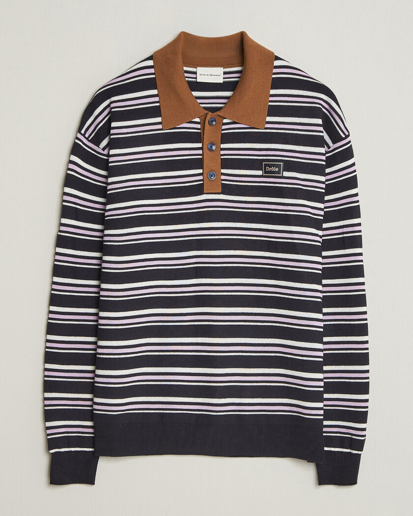 Drôle de Monsieur Striped Knitted Rugger Navy Multi – Monivärinen