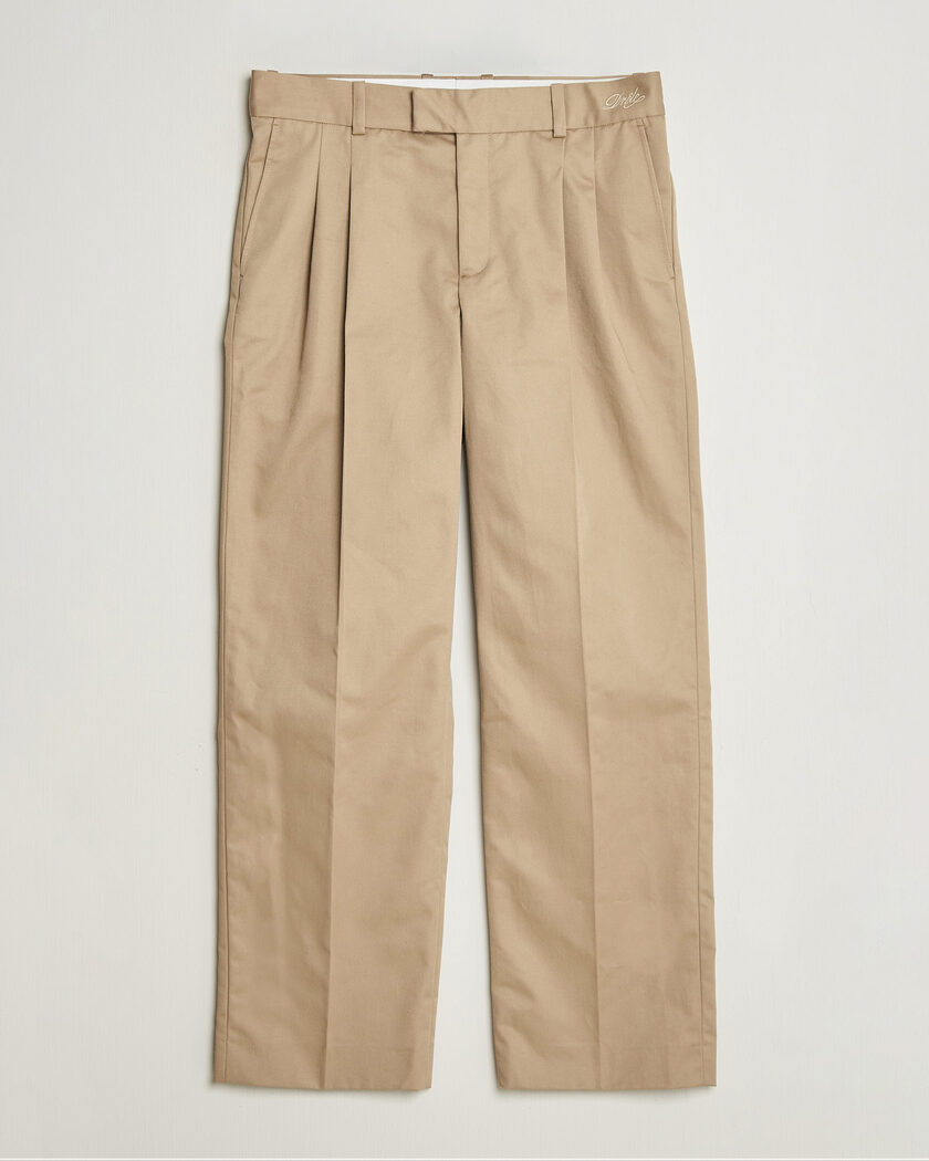 Drôle de Monsieur Gabardine Pleated Trousers Beige – Beige