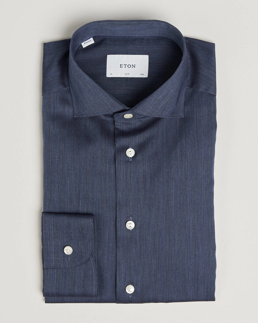 Eton Slim Fit Signature Flannel Shirt Dark Blue – Sininen