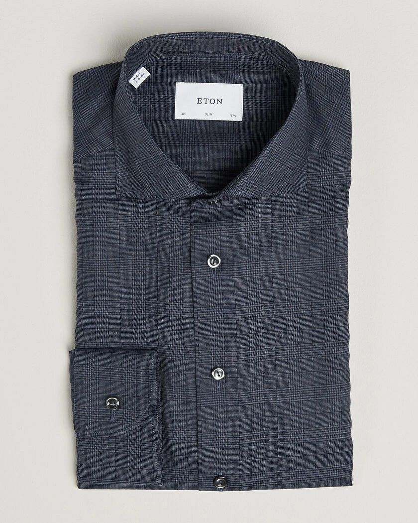 Eton Slim Fit Signature Flannel Checked Shirt Dark Blue – Sininen