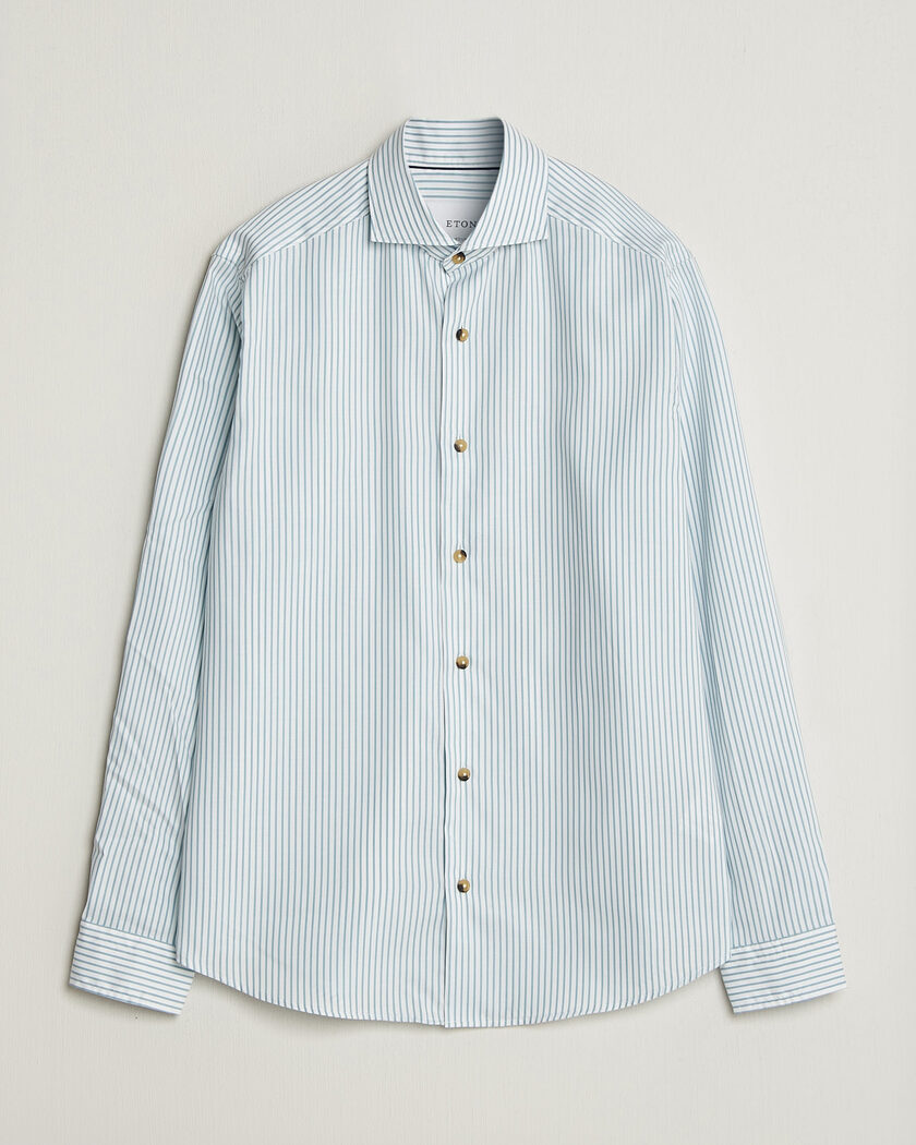 Eton Casual Fit Signature Oxford Striped Shirt Mid Blue – Sininen