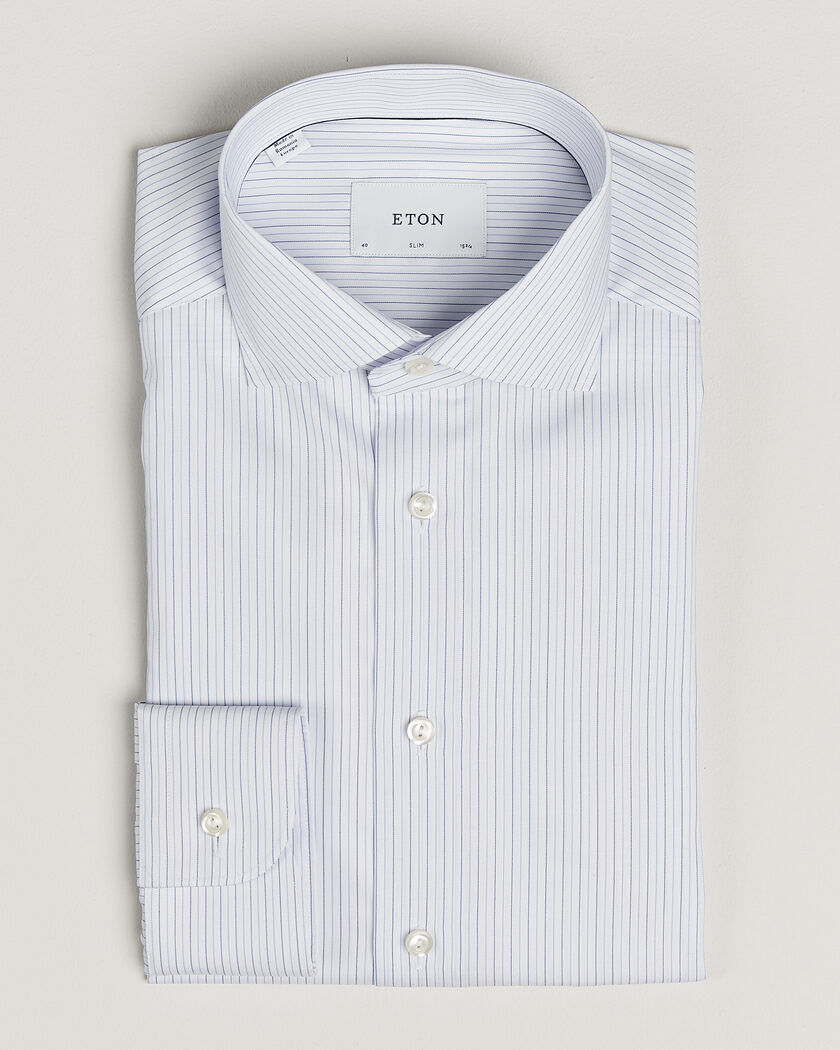 Eton Slim Fit Fine Twill Striped Shirt Light Blue – Sininen