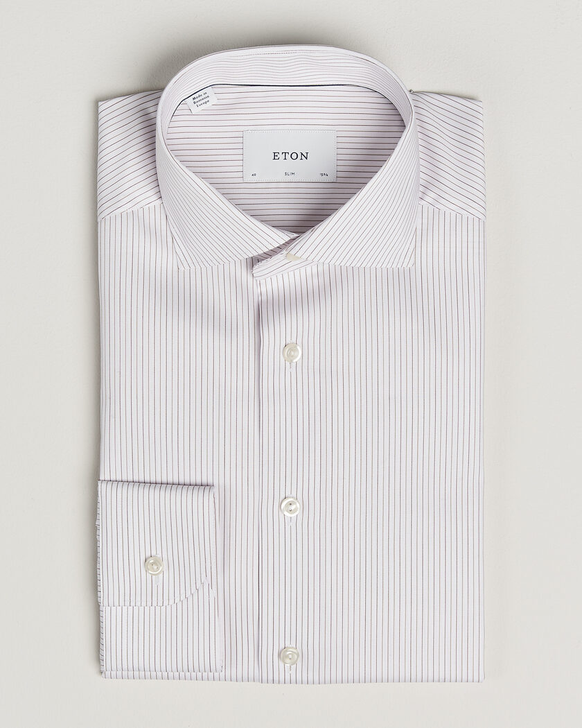 Eton Slim Fit Fine Twill Striped Shirt Orange – Oranssi