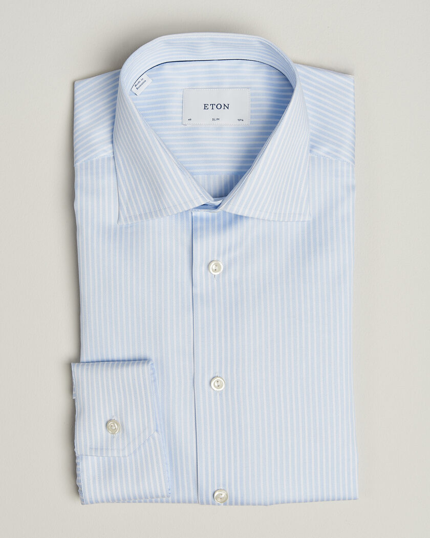 Eton Slim Fit Signature Twill Striped Shirt Light Blue – Sininen