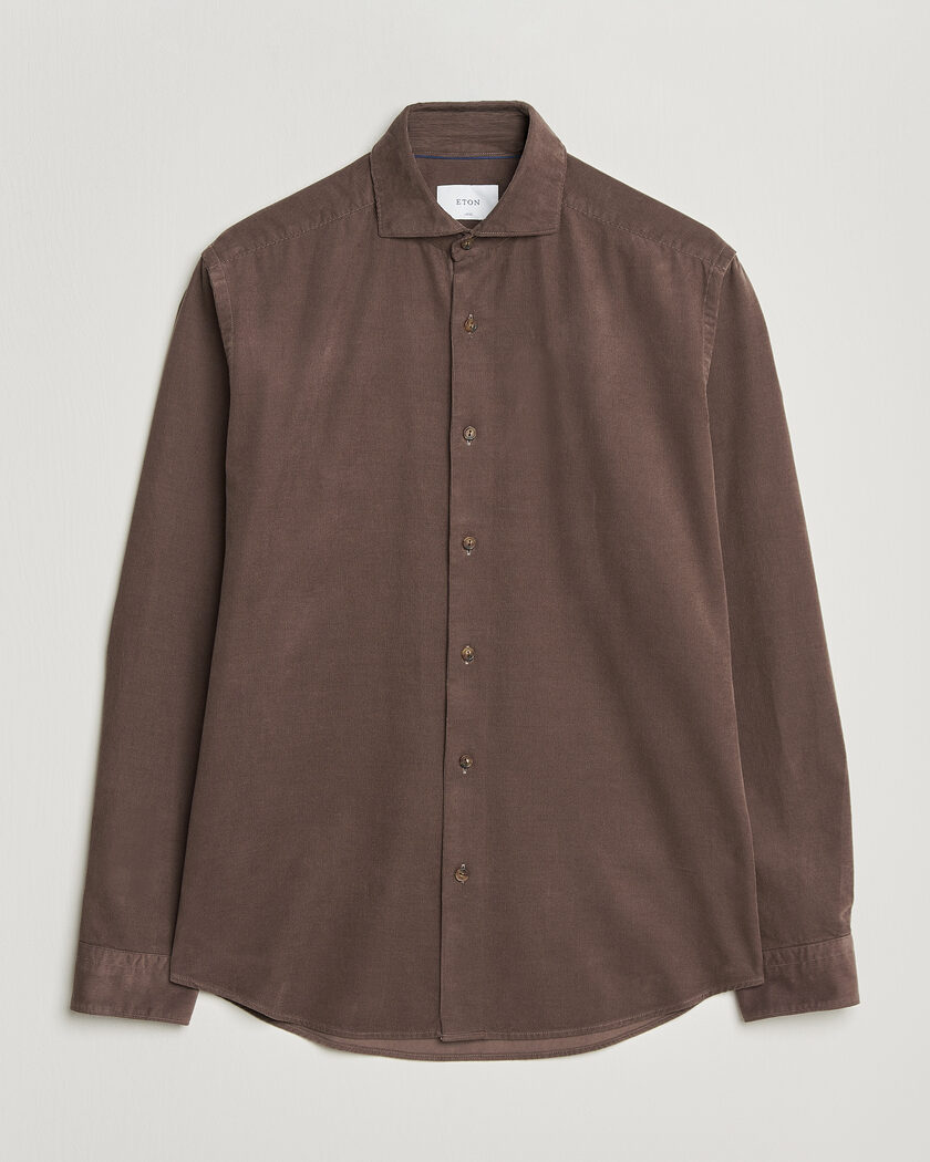 Eton Casual Fit Corduroy Shirt Dark Brown – Ruskea