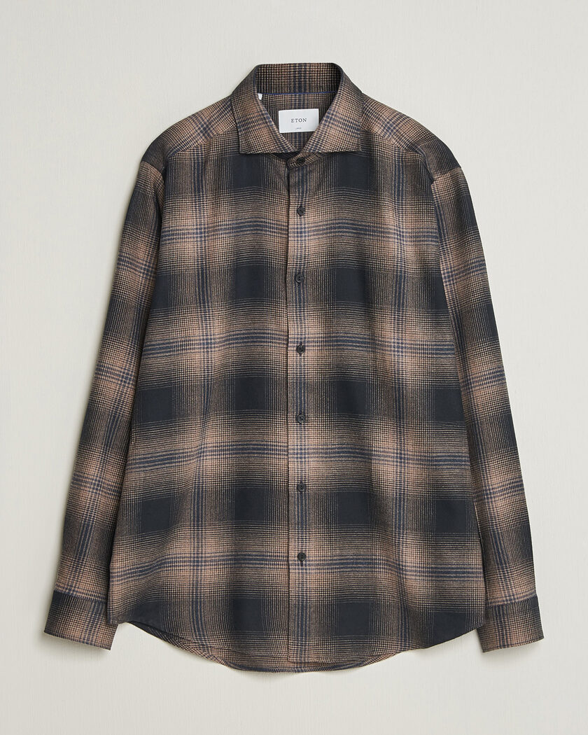 Eton Casual Fit Checked Flannel Shirt Navy Blue – Sininen