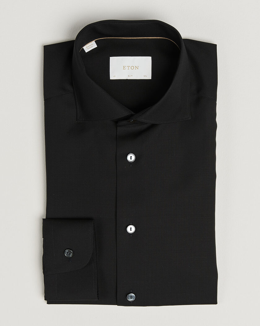 Eton Slim Fit Merino Shirt Black – Musta