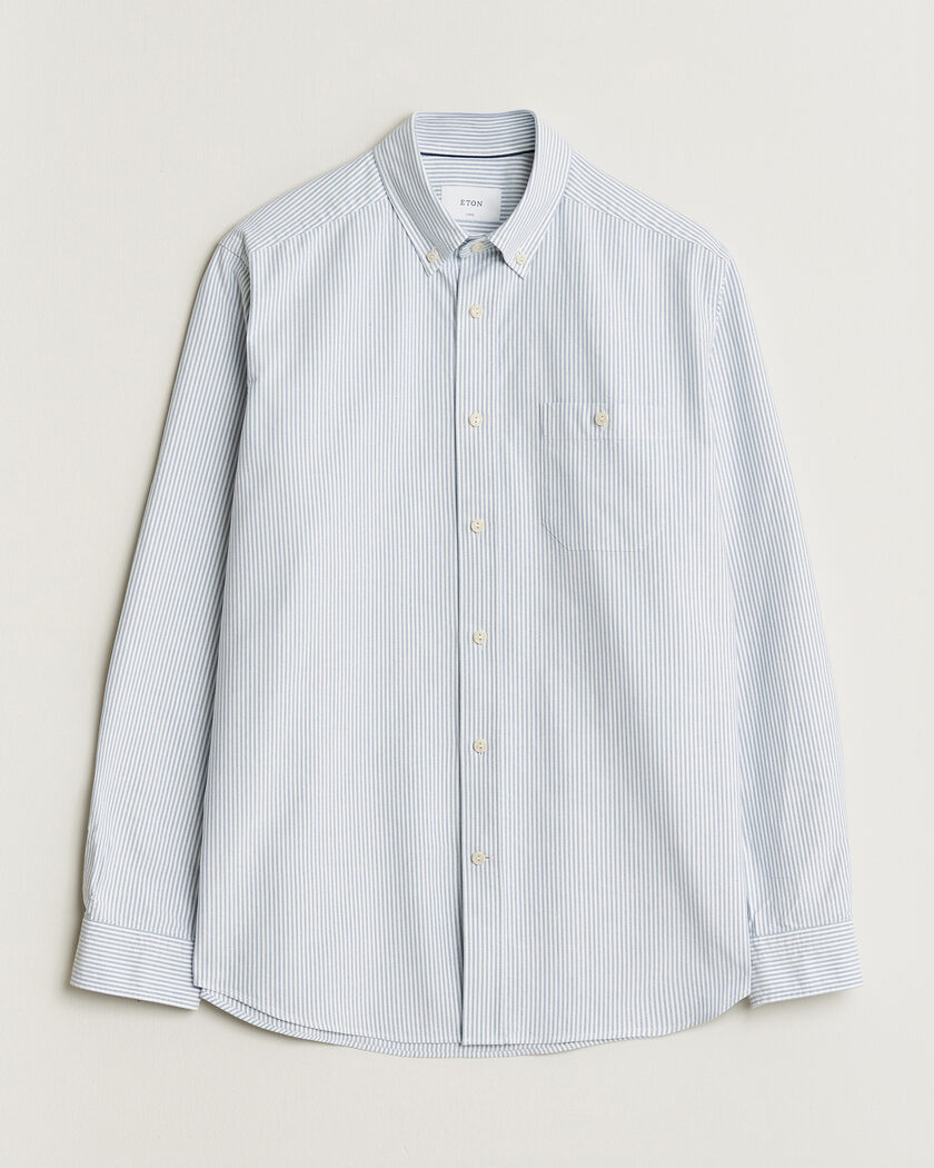 Eton Regular Fit Ivy Oxford Striped Shirt Mid Blue – Sininen