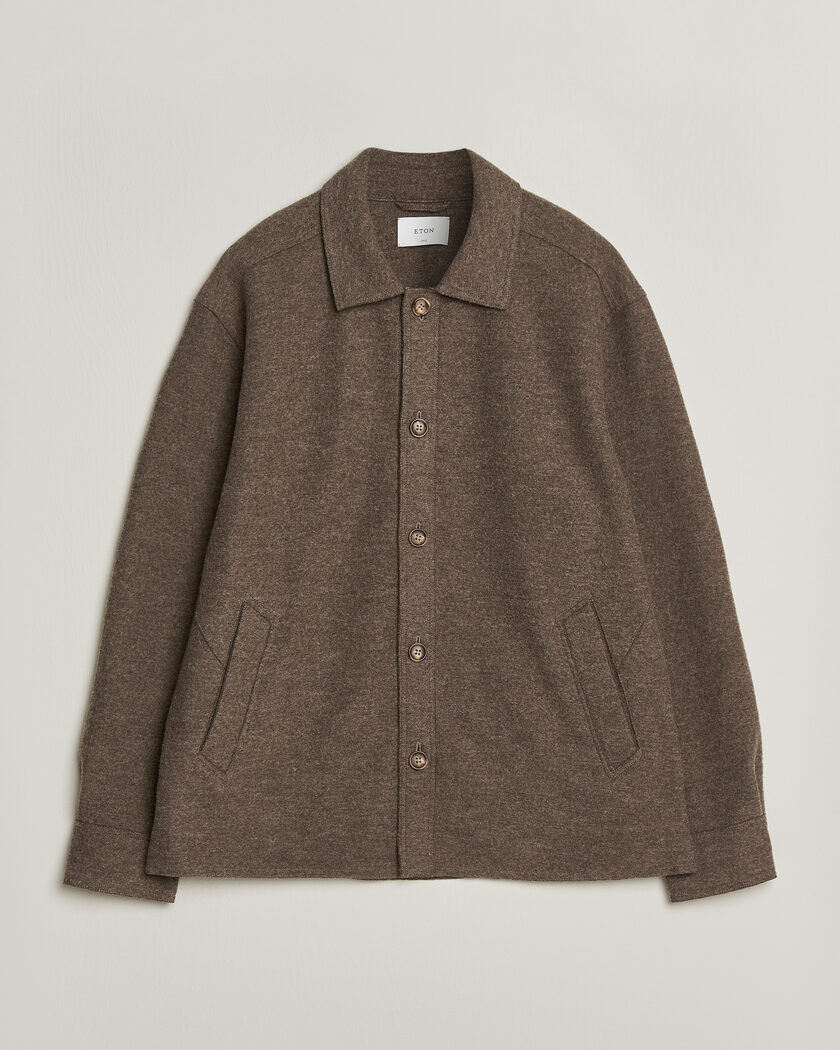 Eton Boiled Wool Shirt Jacket Brown – Ruskea