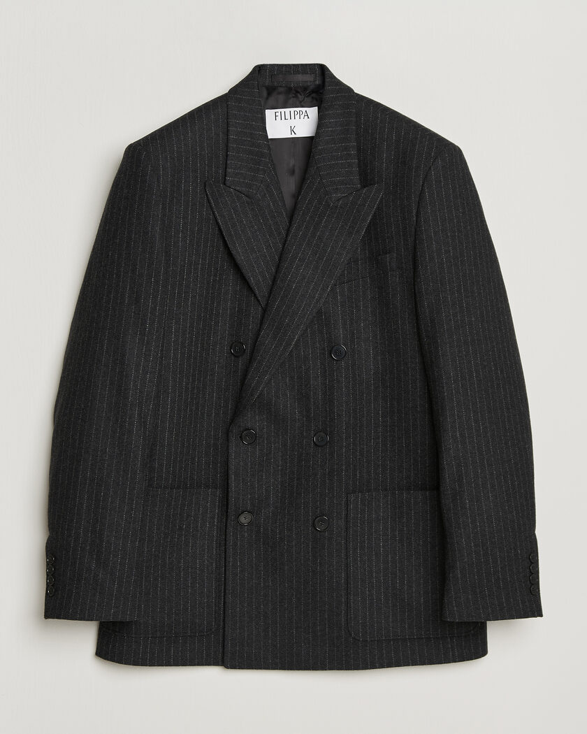 Filippa K Michael Wool Flannel Pinstriped Blazer Anthracite – Harmaa