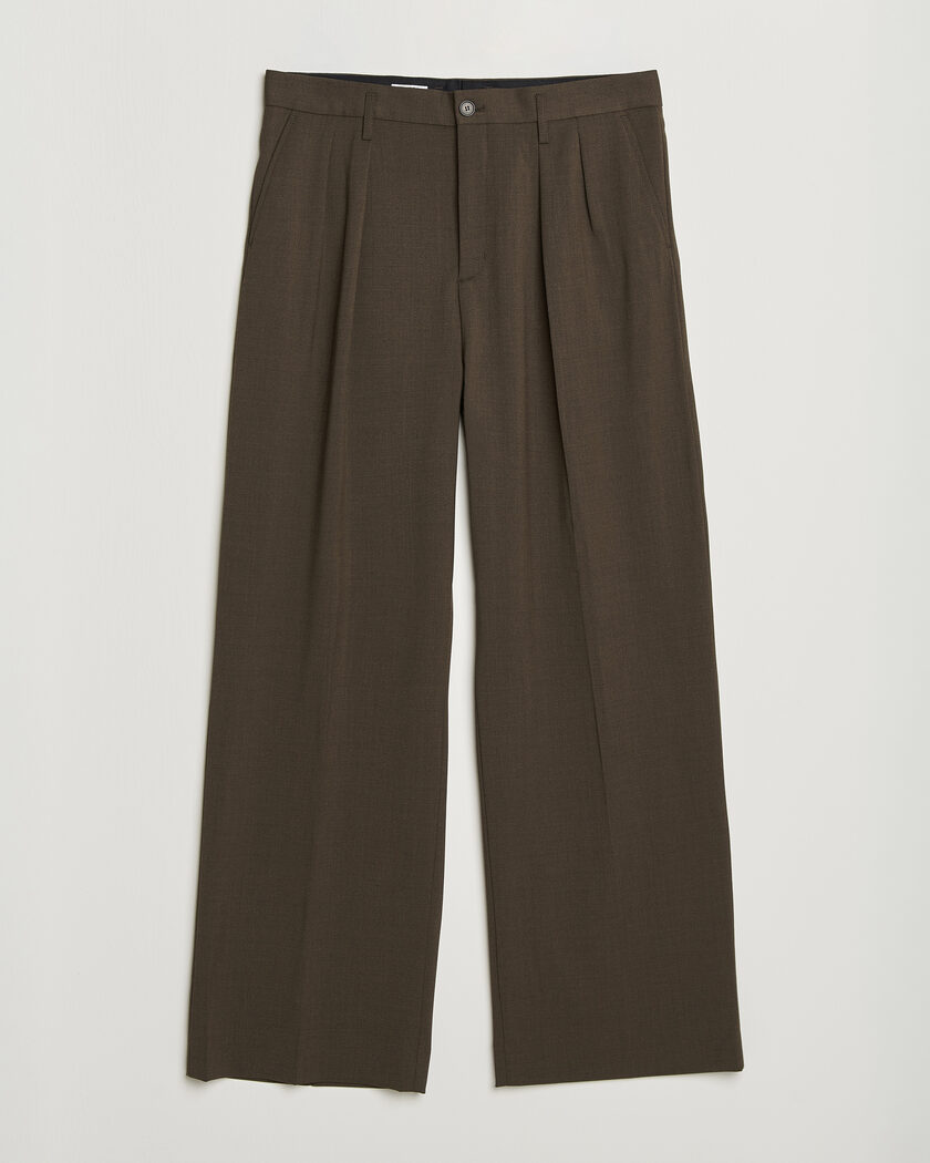 Filippa K Milo Wide Wool Trousers Walnut Brown – Ruskea