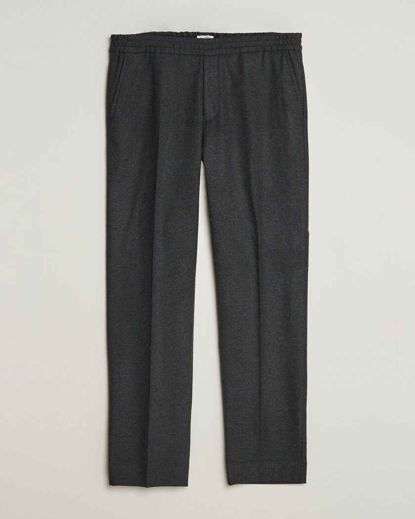 Filippa K Theo Relaxed Flannel Trousers Anthracite Melange – Harmaa