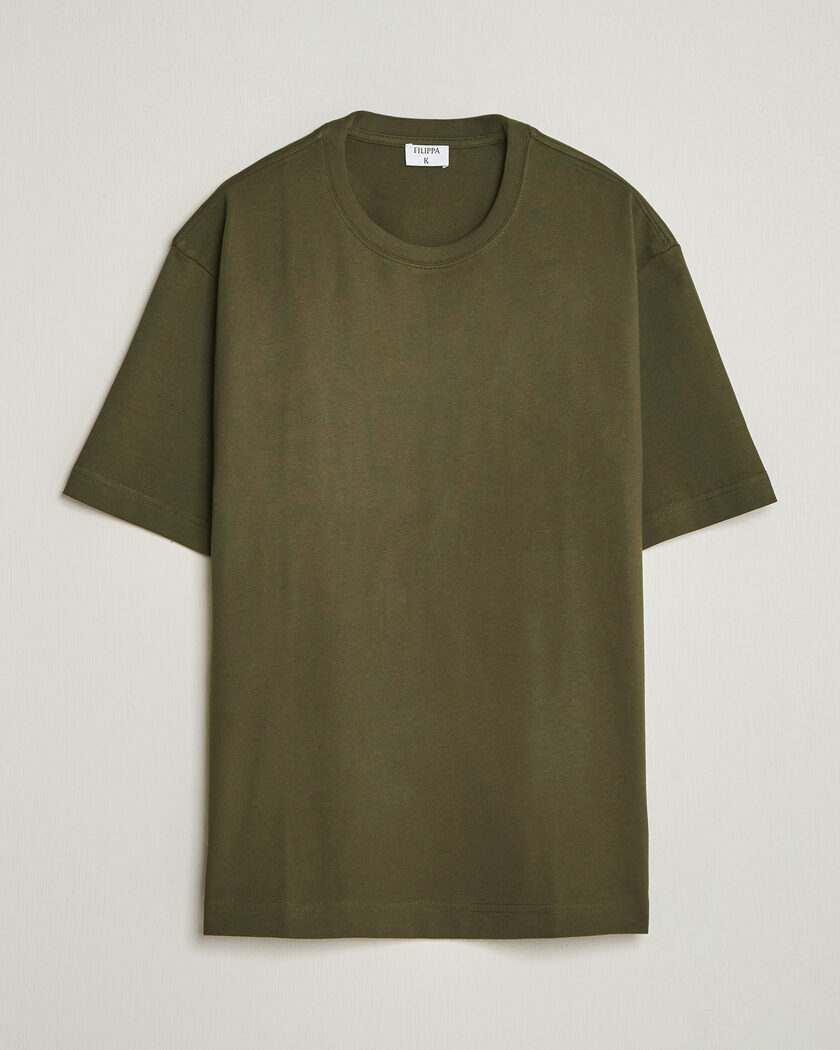 Filippa K Heavy Cotton Crew Neck T-Shirt Dark Moss Green – Vihreä