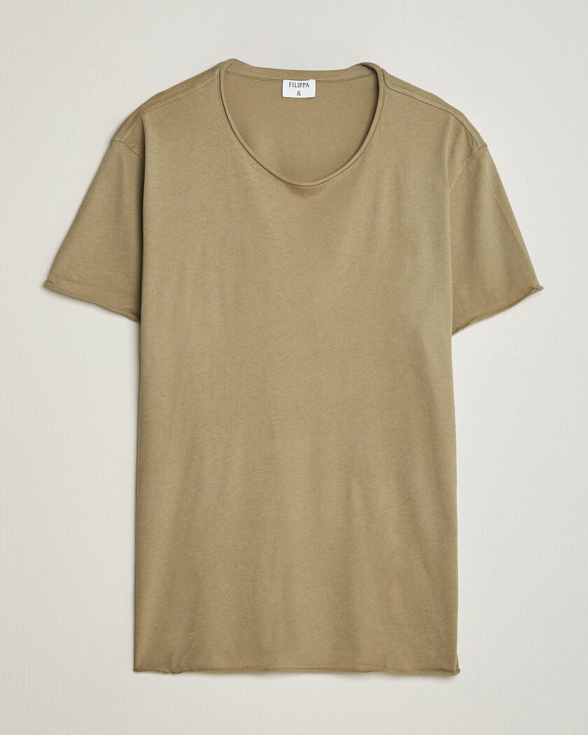 Filippa K Roll Neck Crew Neck T-Shirt Light Olive Green – Vihreä