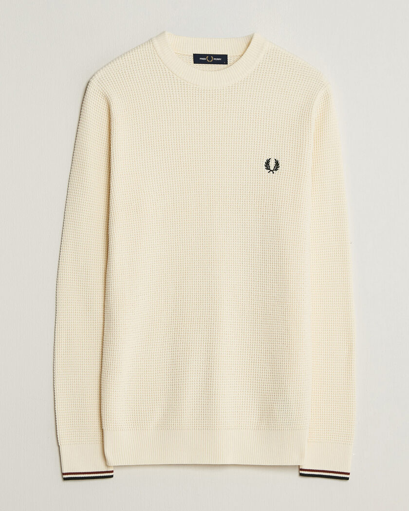 Fred Perry Waffle Stitch Jumper Ecru – Valkoinen
