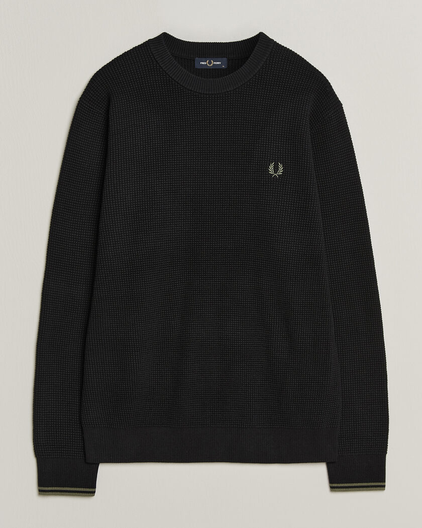 Fred Perry Waffle Stitch Jumper Black – Musta