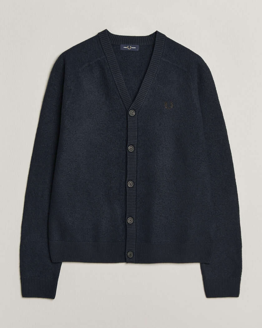 Fred Perry Wool Saddle Sleeve Cardigan Navy – Sininen
