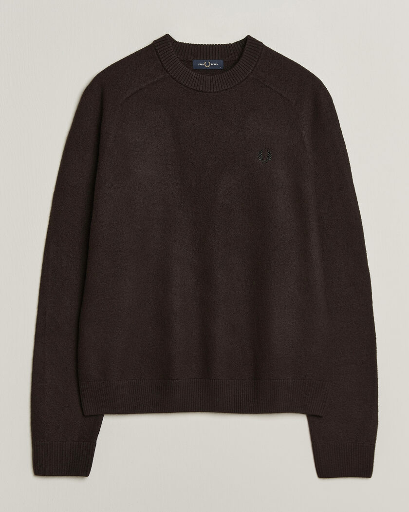 Fred Perry Wool Saddle Sleeve Crew Neck Rich Brown – Ruskea