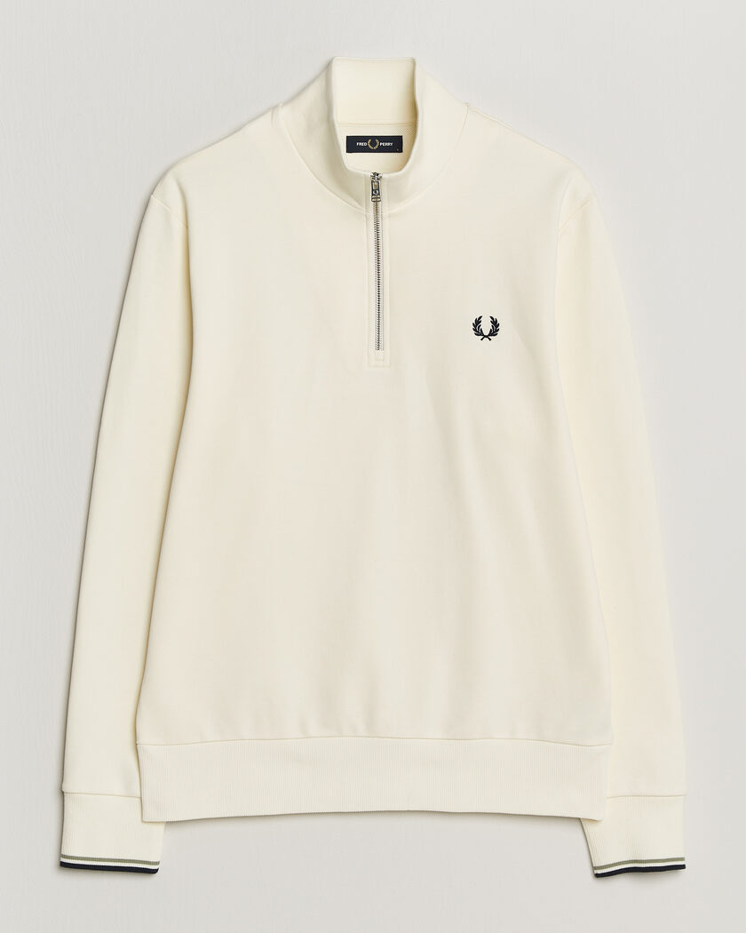 Fred Perry Half Zip Sweatshirt Ecru – Valkoinen