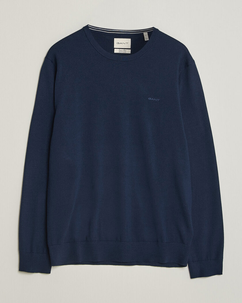 Gant Extrafine Merino Knitted Crew Neck Marine – Sininen