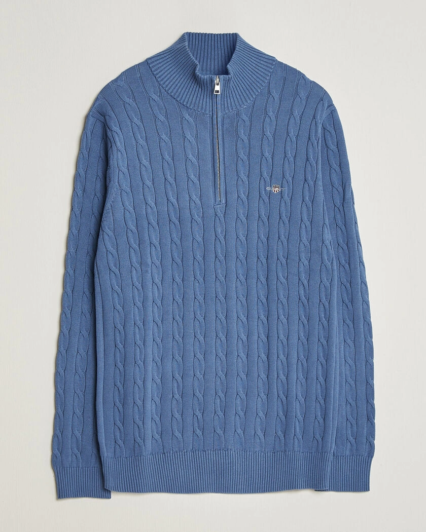 Gant Cotton Cable Half Zip Blue Horizon – Sininen