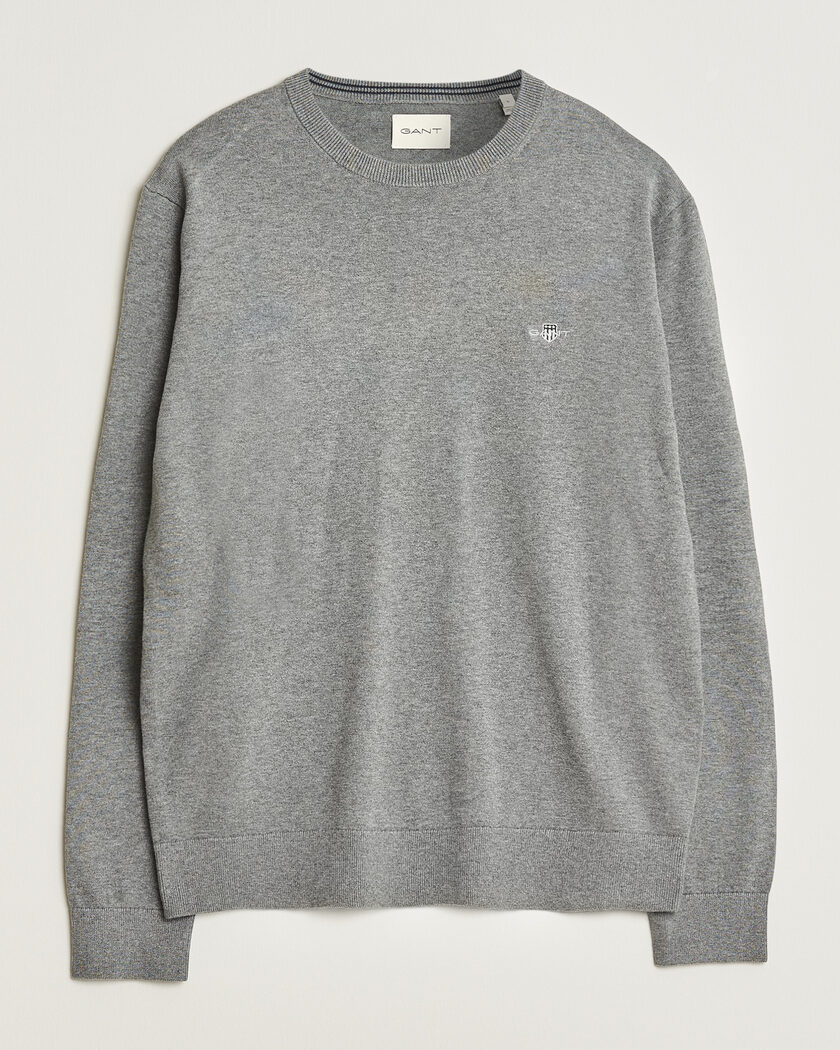 Gant Classic Cotton Crew Neck Dark Grey Melange – Harmaa