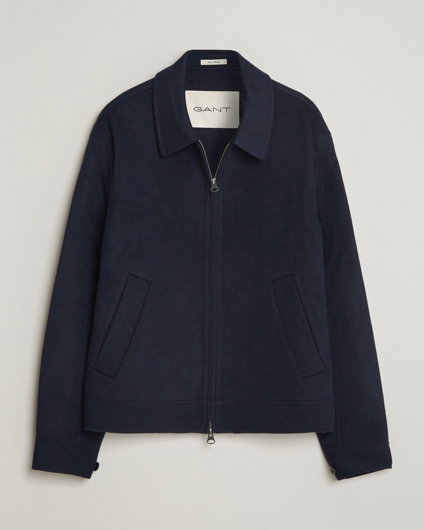 Gant Handstitched Wool/Cashmere Jacket Evening Blue – Sininen