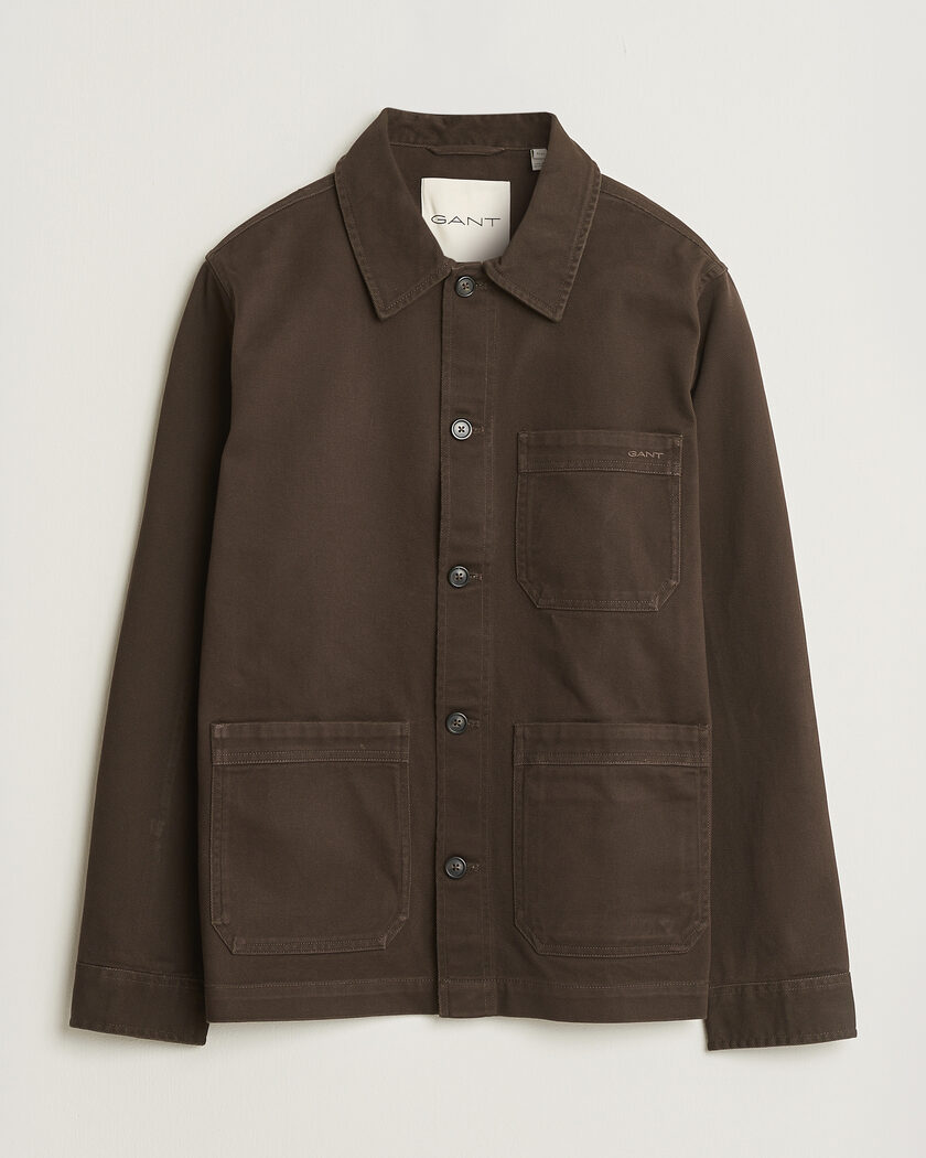 Gant Regular Fit Brushed Twill Overshirt Black Brown – Ruskea