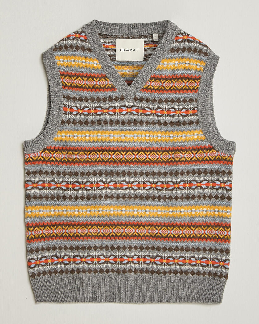 Gant Wool Knitted Fairisle Vest Multi – Monivärinen