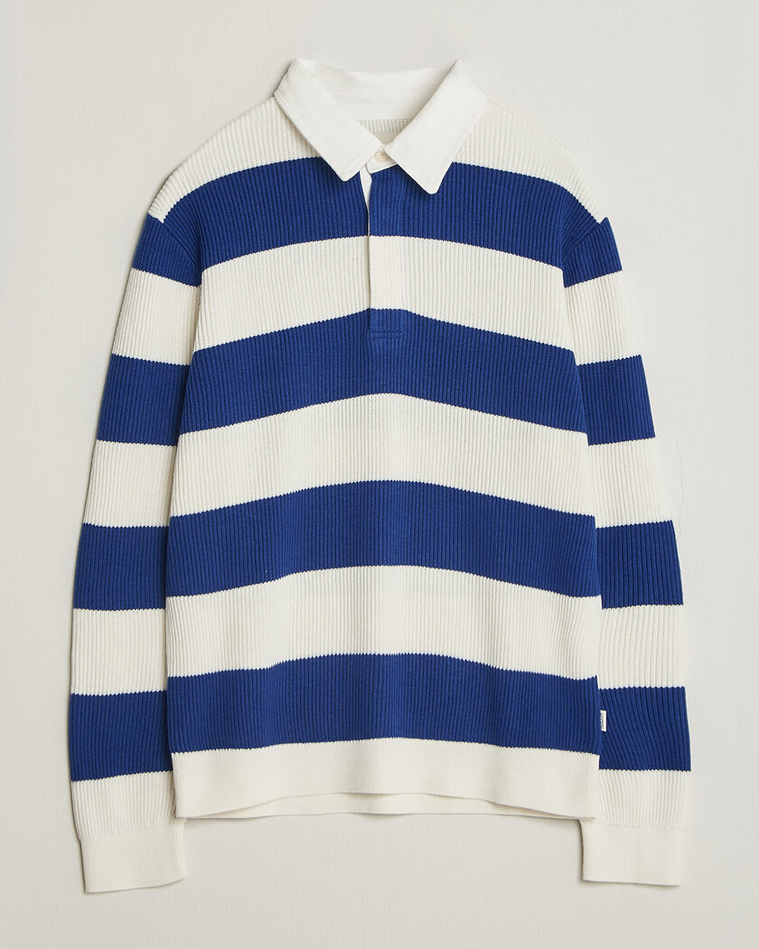 Gant Cotton/Merino Knitted Striped Rugger Cream – Valkoinen