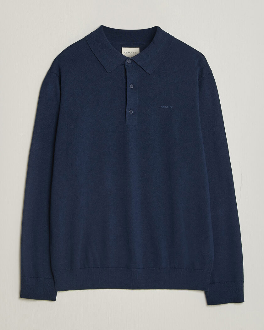 Gant Extrafine Merino Knitted Polo Marine – Sininen