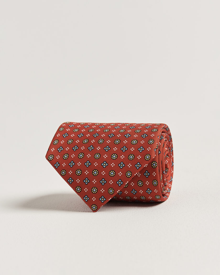 E. Marinella 3-Fold Printed Silk Tie Red – Punainen