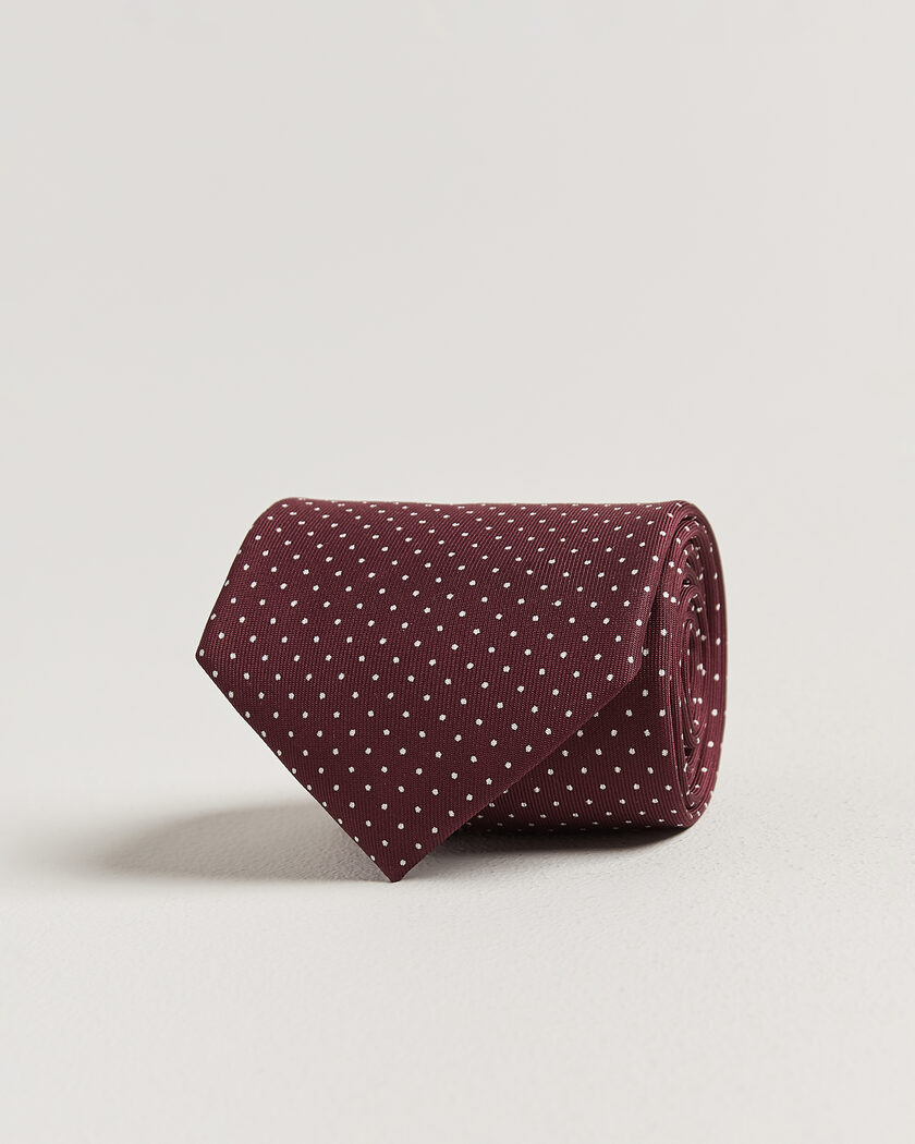 E. Marinella 3-Fold Printed Silk Tie Burgundy – Punainen