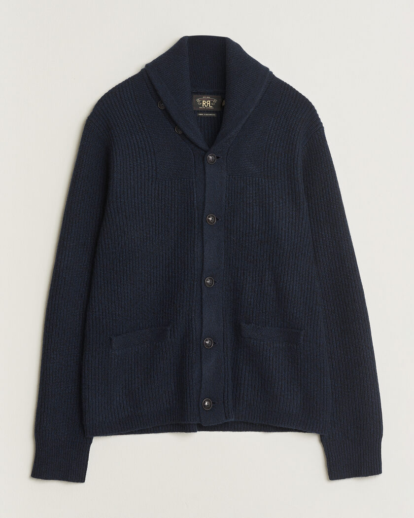 RRL Cashmere Shawl Collar Cardigan Navy – Sininen