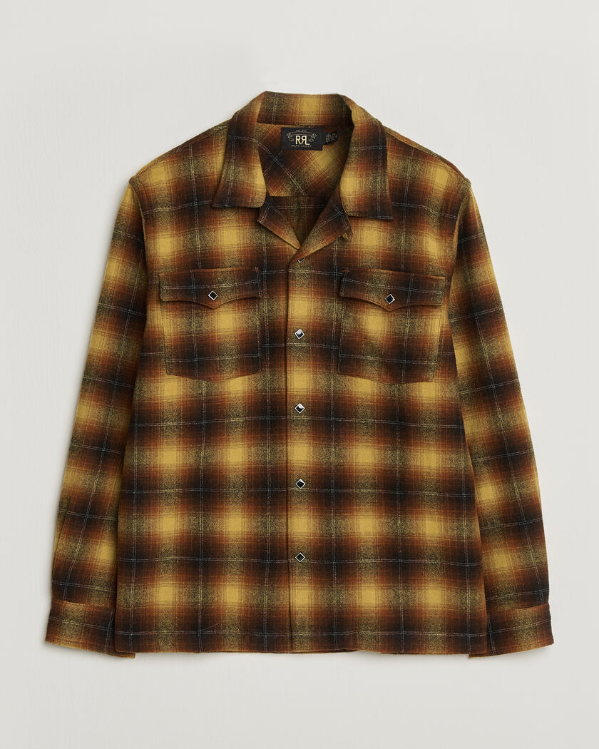 RRL Jesse Plaid Camp Shirt Orange/Yellow – Oranssi