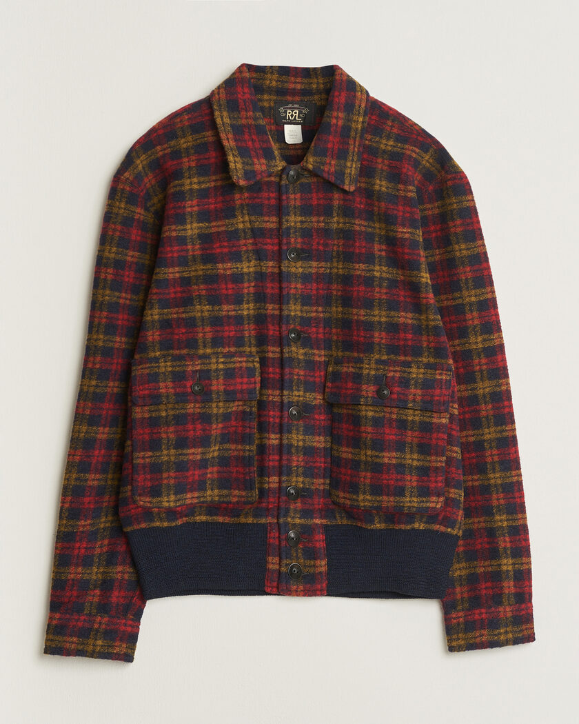 RRL Knit Bomber Jacket Red Multi – Monivärinen