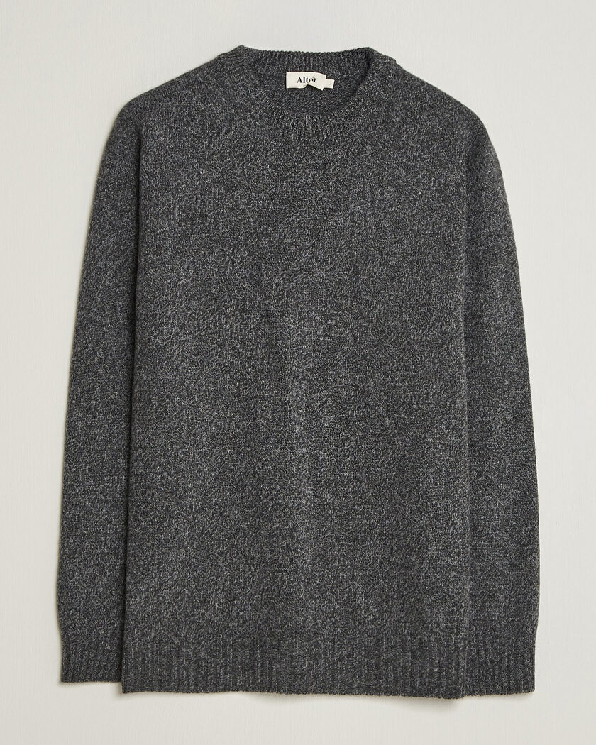 Altea Wool/Cashmere Crew Neck Pullover Charcoal Melange – Harmaa