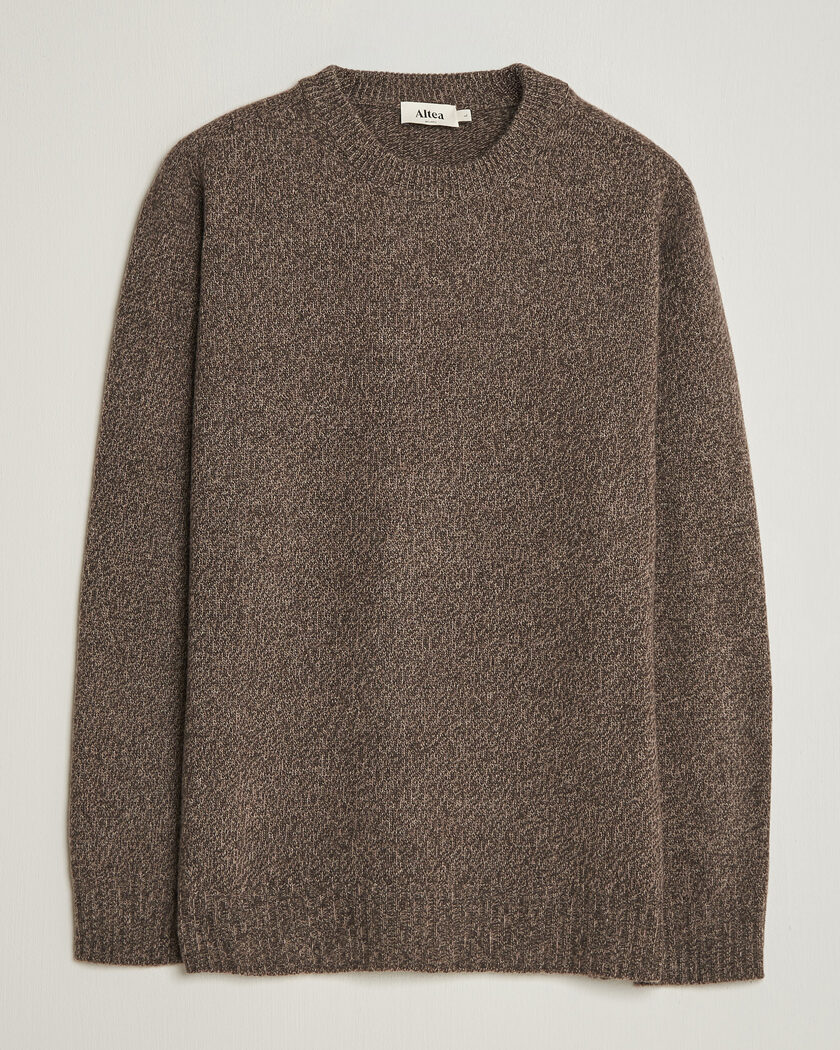 Altea Wool/Cashmere Crew Neck Pullover Brown Melange – Ruskea
