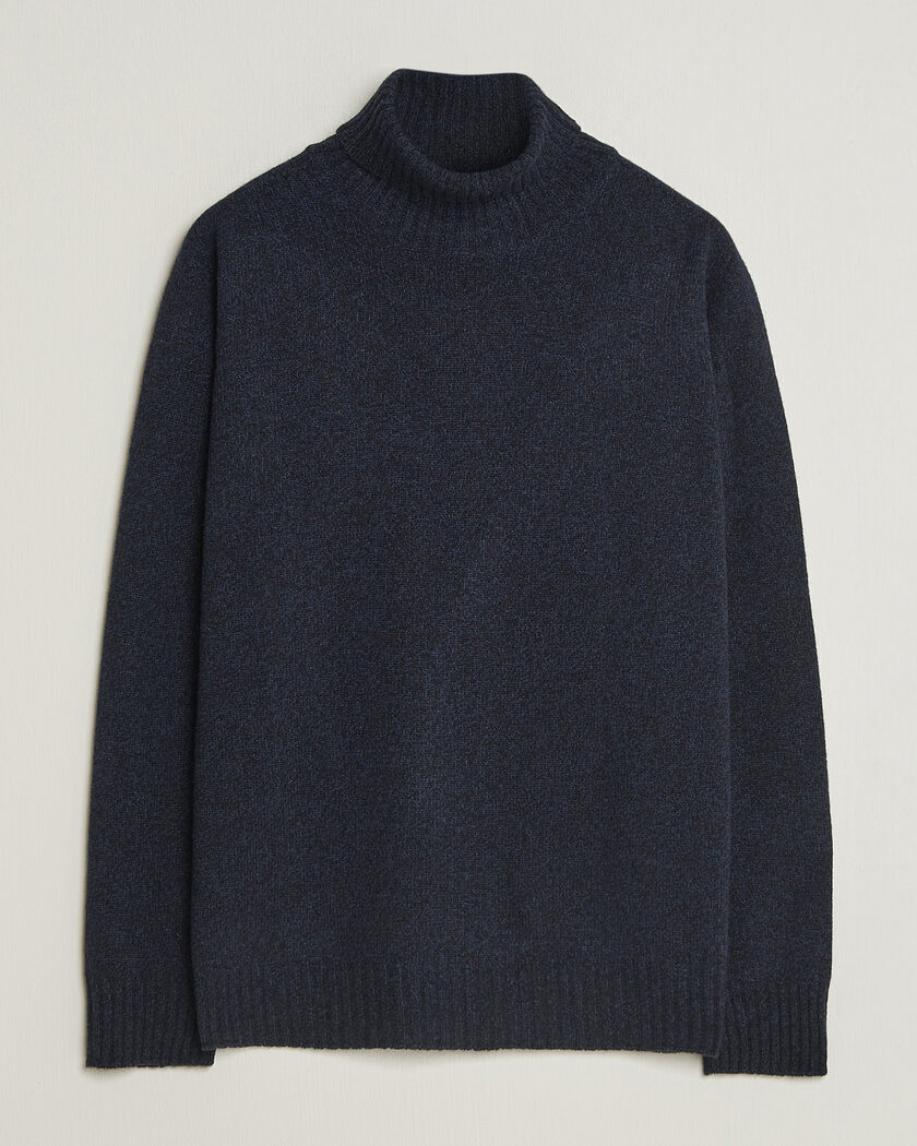 Altea Wool/Cashmere Rollneck Navy Melange – Sininen