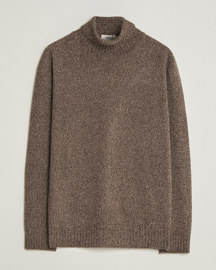 Altea Wool/Cashmere Rollneck Brown Melange – Ruskea