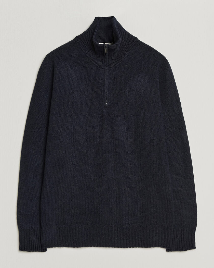 Altea Wool/Cashmere Half Zip Navy – Sininen