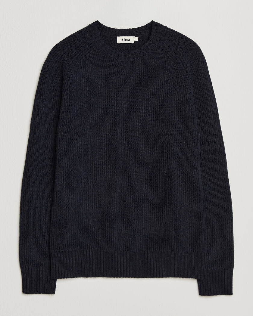 Altea Rib Wool Crew Neck Navy – Sininen