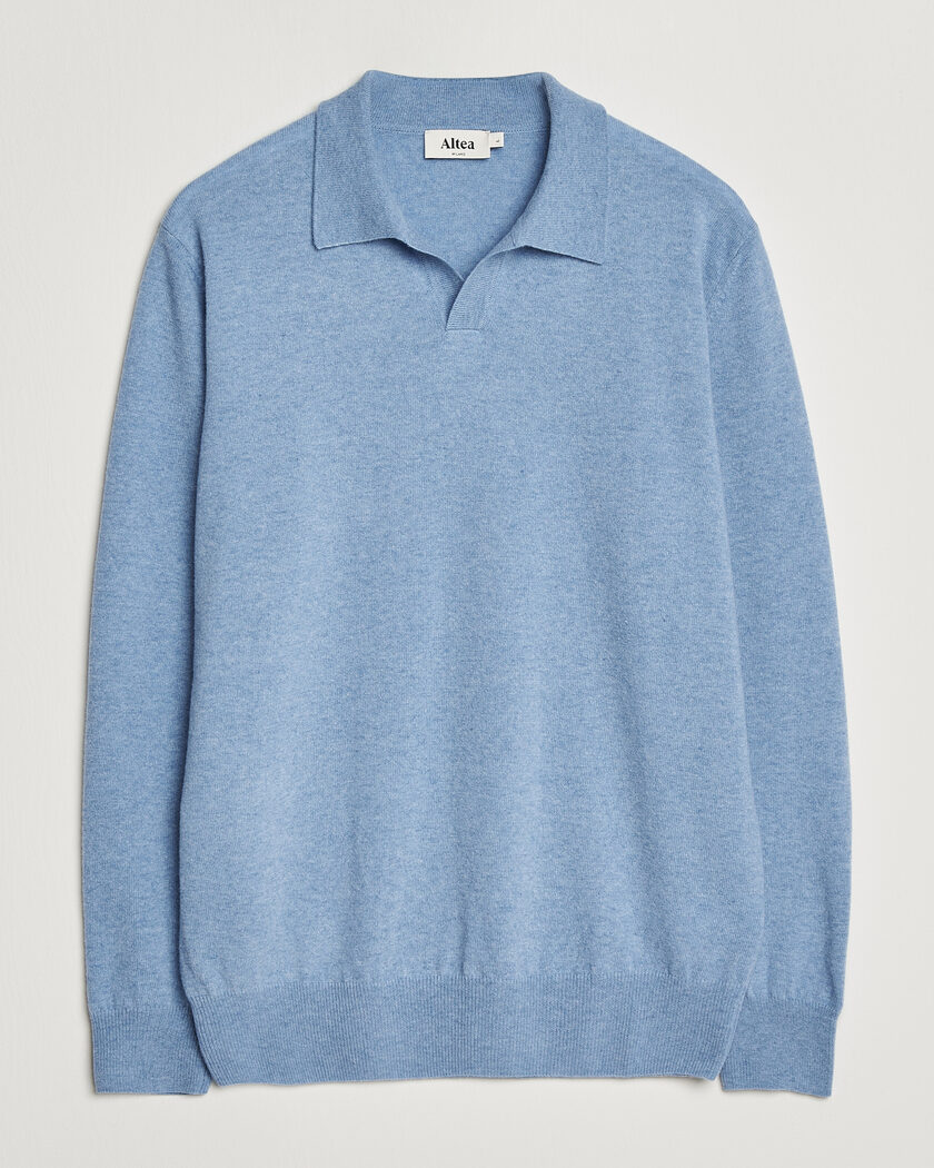 Altea Long Sleeve Knitted Polo Sky Blue – Sininen