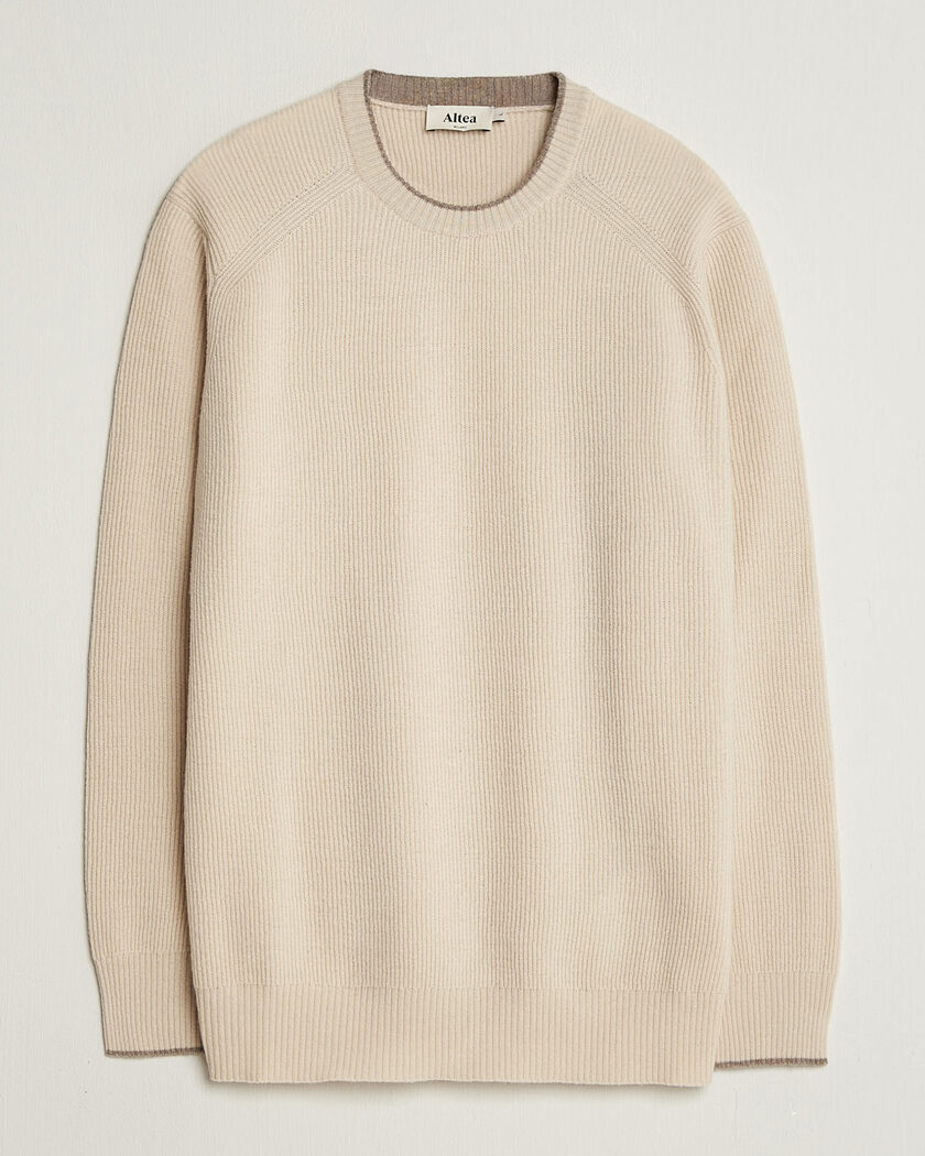 Altea Rib Wool Raglan Sweater Cream – Valkoinen