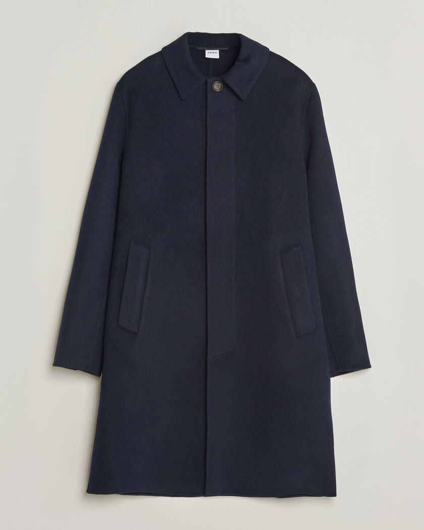 Aspesi Double Wool Coat Navy – Sininen