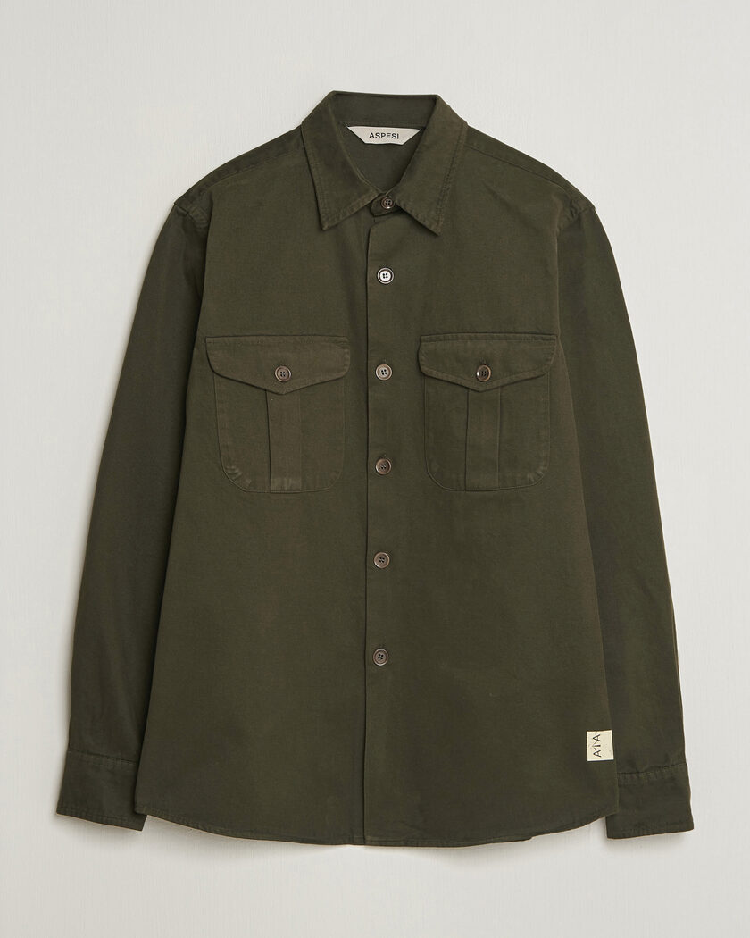 Aspesi Twill Cotton Overshirt Military – Vihreä