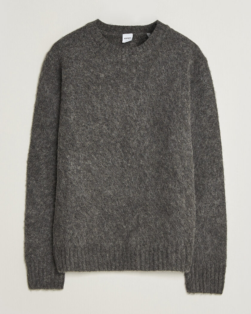 Aspesi Brushed Shetland Sweater Grey Melange – Harmaa